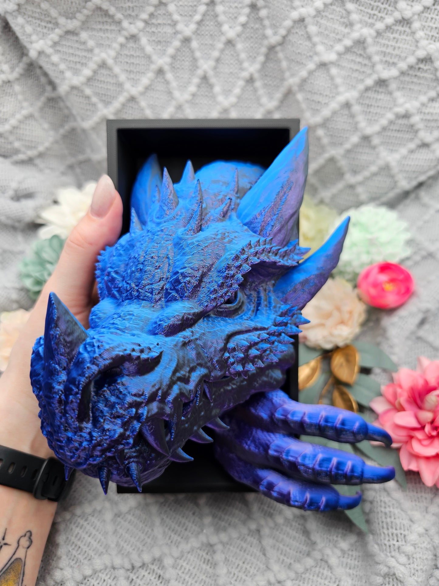 Book Nook Dragon Blue/Purple/Black Set/Single | 3D Print | Bookend | Bookshelf Decoration