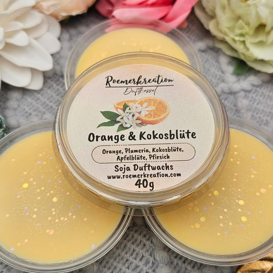 Schale 40 g | Orange & Kokosblüte| Duftwachs