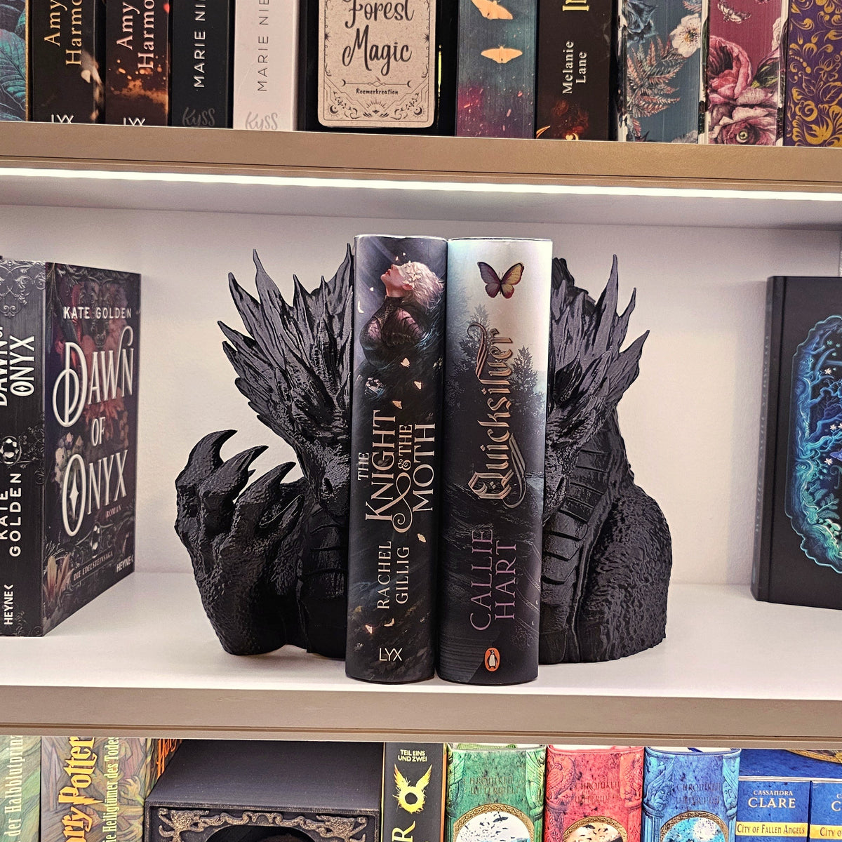 Buchstütze Drache Schnitt Schwarz | Buchhalter