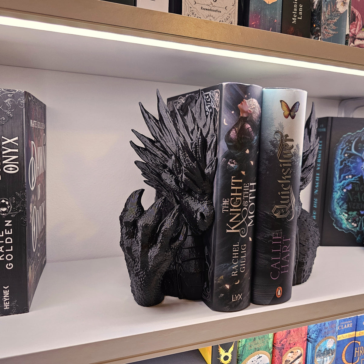 Buchstütze Drache Schnitt Schwarz | Buchhalter