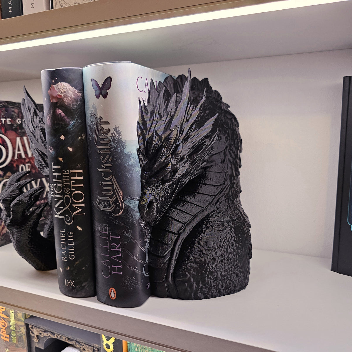 Buchstütze Drache Schnitt Schwarz | Buchhalter