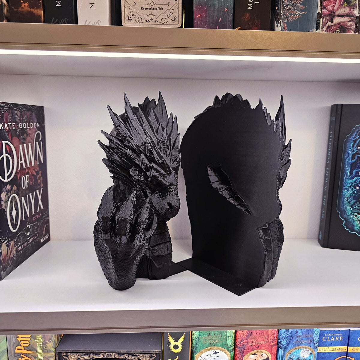 Buchstütze Drache Schnitt Schwarz | Buchhalter