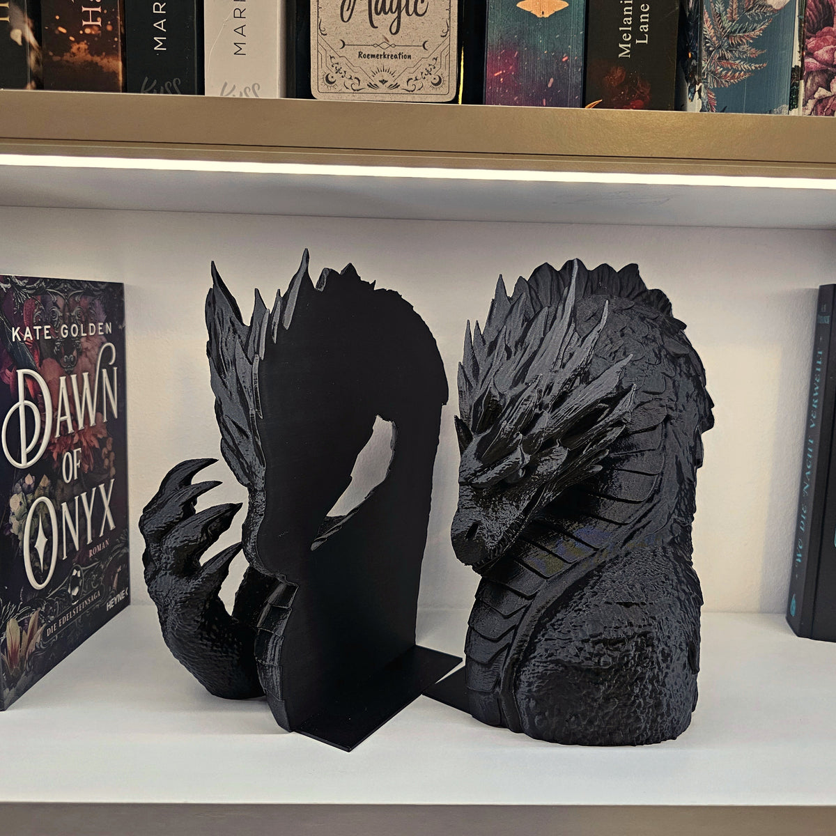 Buchstütze Drache Schnitt Schwarz | Buchhalter