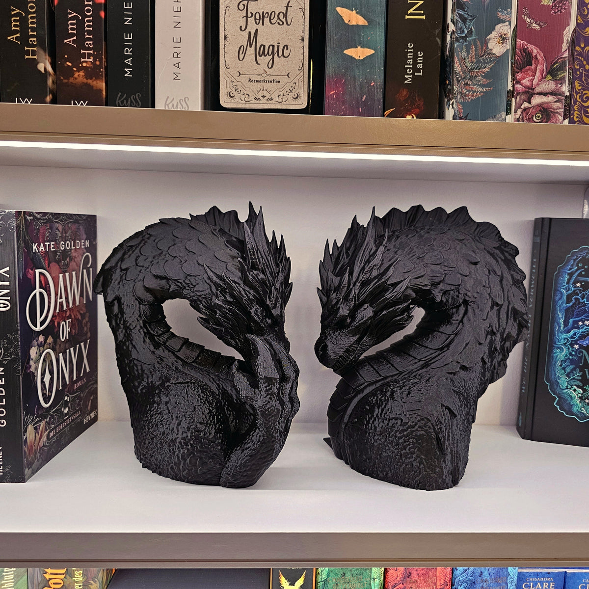 Buchstütze Drache Schnitt Schwarz | Buchhalter