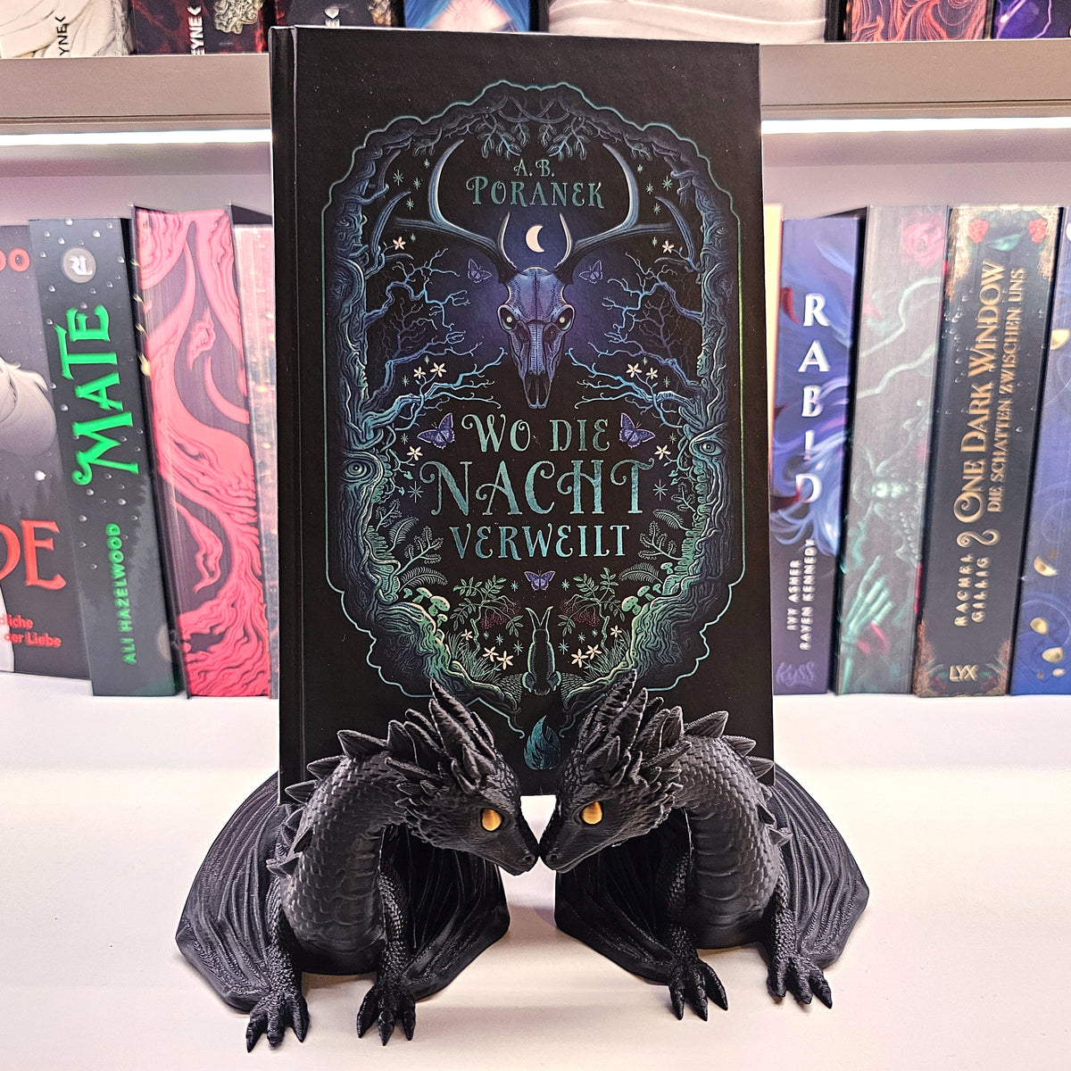 Buchhalter Dragon Love Schwarz | Aufsteller Bücher E-Reader Tablet