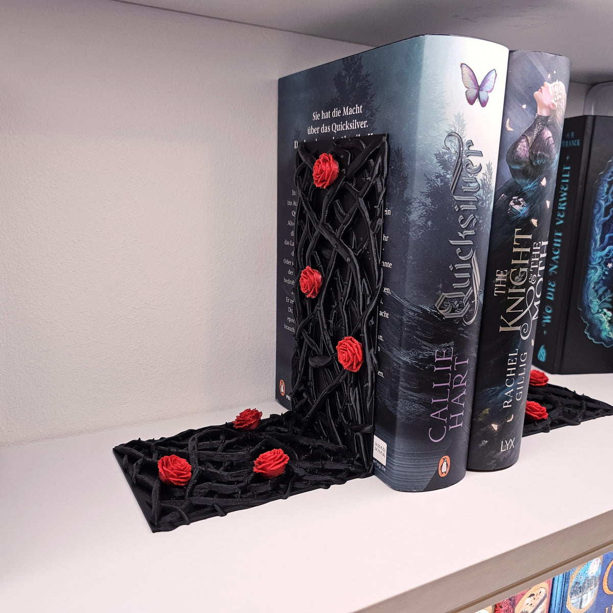 Buchstützen Set Dornen und Rosen Schwarz | Buchhalter