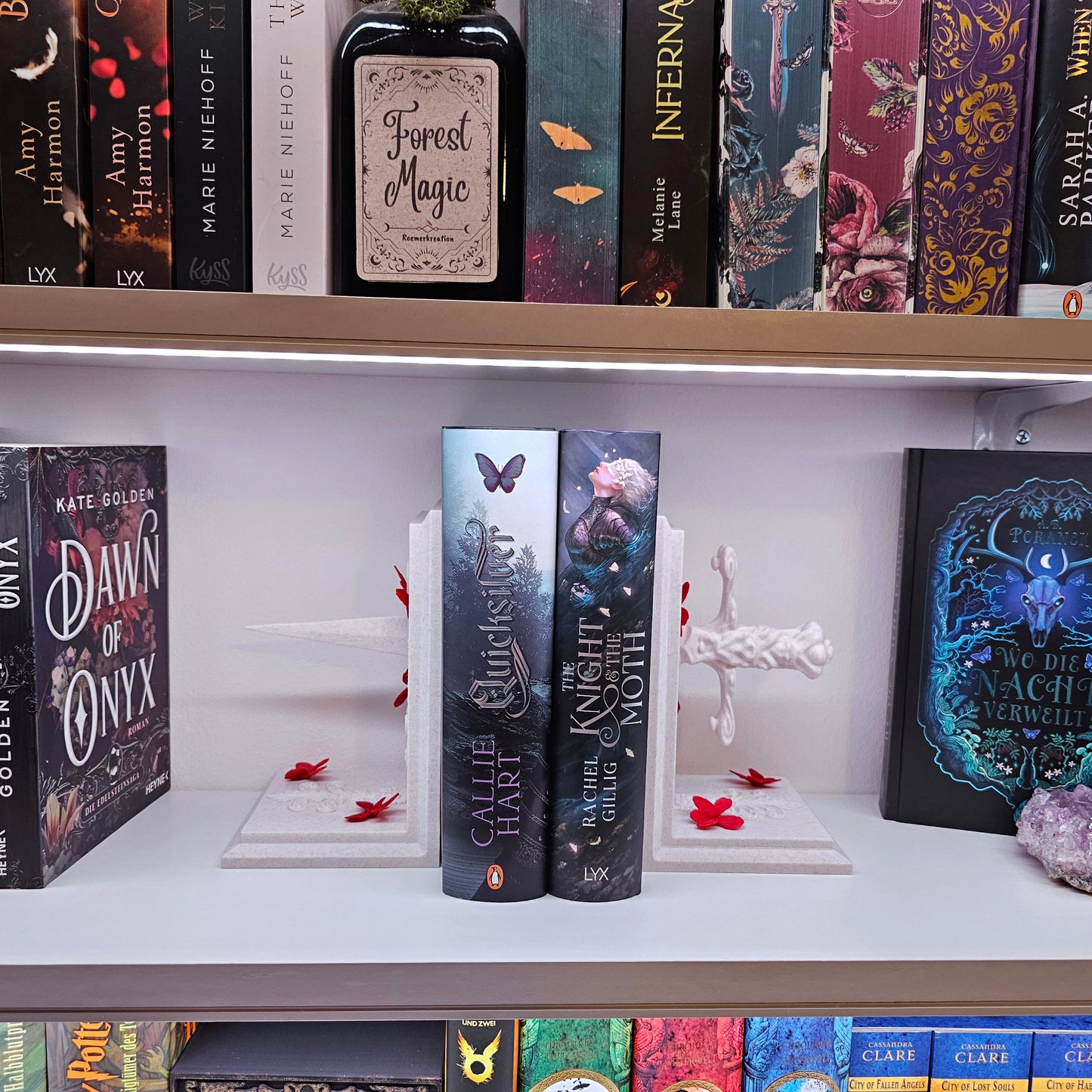 Bookends Set Dagger with Flowers Marble | 3D Print | Book Holder