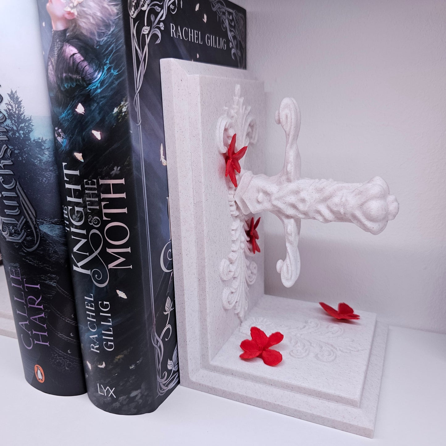 Bookends Set Dagger with Flowers Marble | 3D Print | Book Holder
