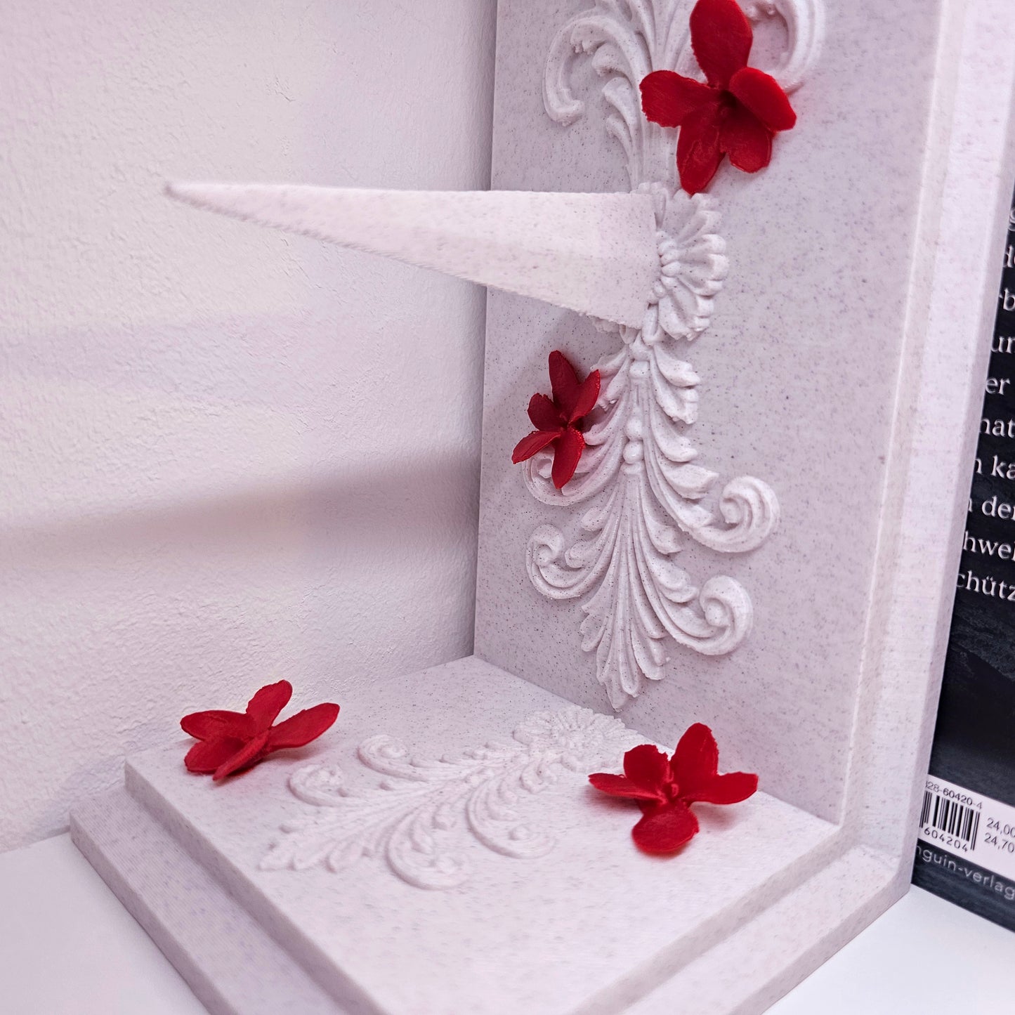 Bookends Set Dagger with Flowers Marble | 3D Print | Book Holder