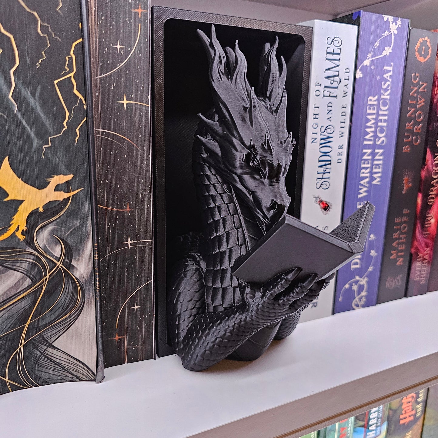 Book Nook Reading Dragon Color Selection | 3D Print | Bookend | Bookshelf Decoration