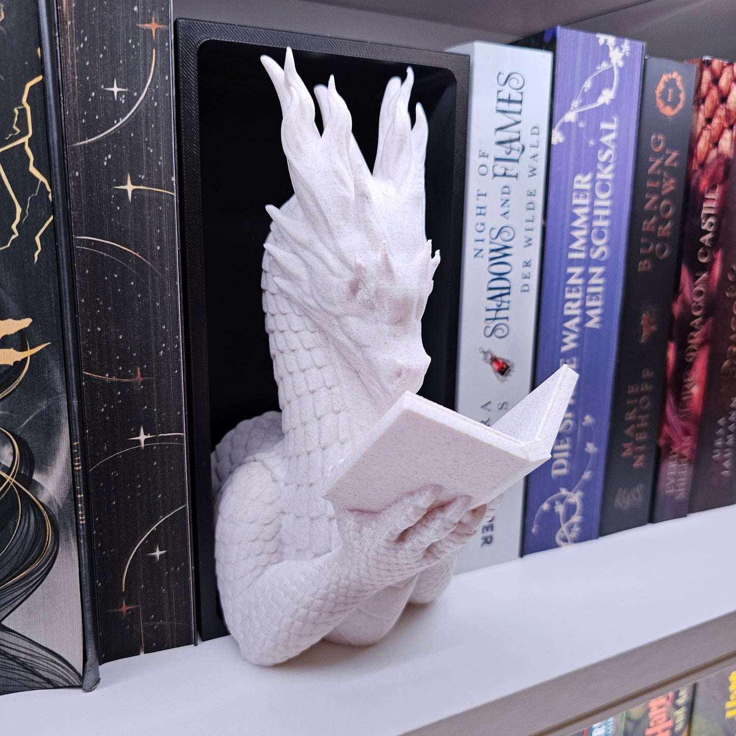 Book Nook Reading Dragon Color Selection | 3D Print | Bookend | Bookshelf Decoration