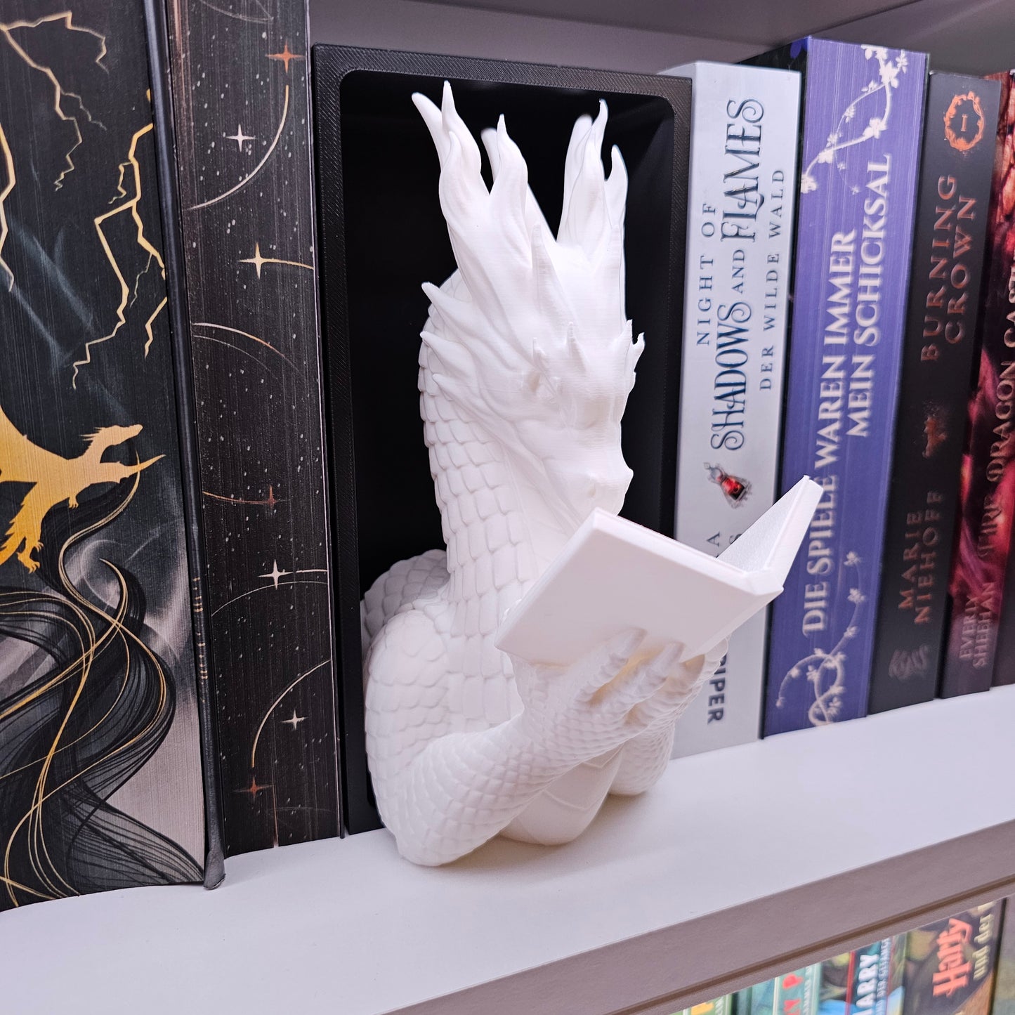 Book Nook Reading Dragon Color Selection | 3D Print | Bookend | Bookshelf Decoration