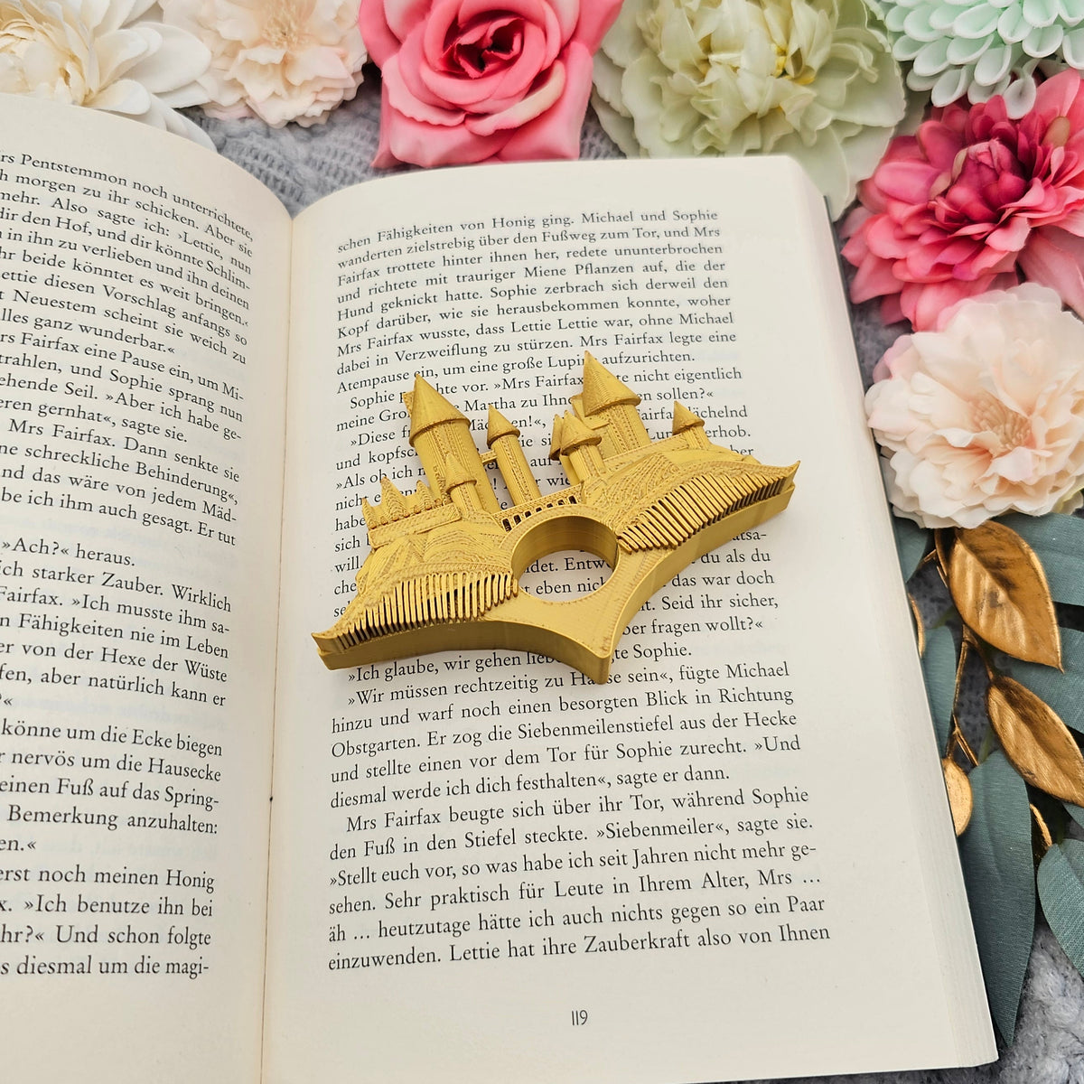 Buchseitenhalter Schloss Gold | Bookish Zubehör
