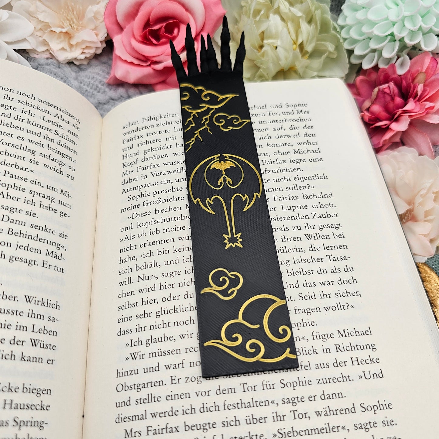 Lesezeichen Drachenklaue schwarz/gold | 3D Druck | Bookmark