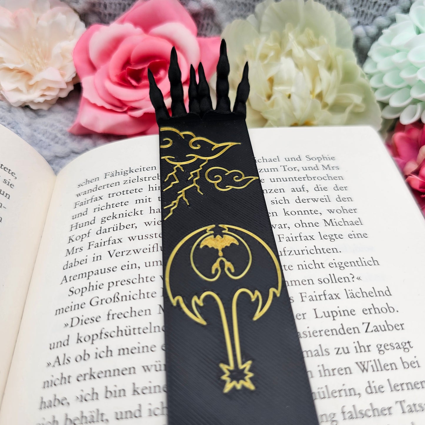 Lesezeichen Drachenklaue schwarz/gold | 3D Druck | Bookmark