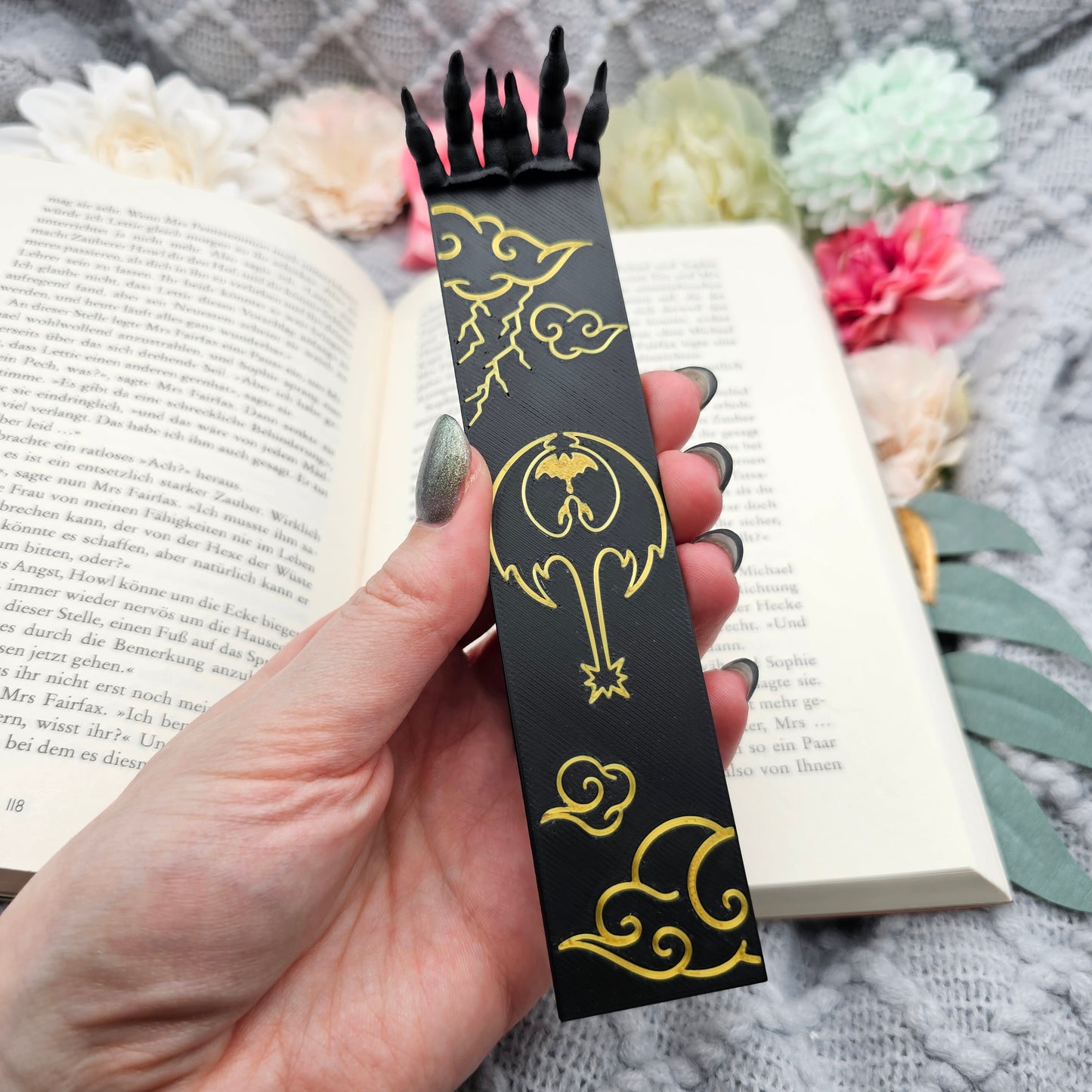 Lesezeichen Drachenklaue schwarz/gold | 3D Druck | Bookmark