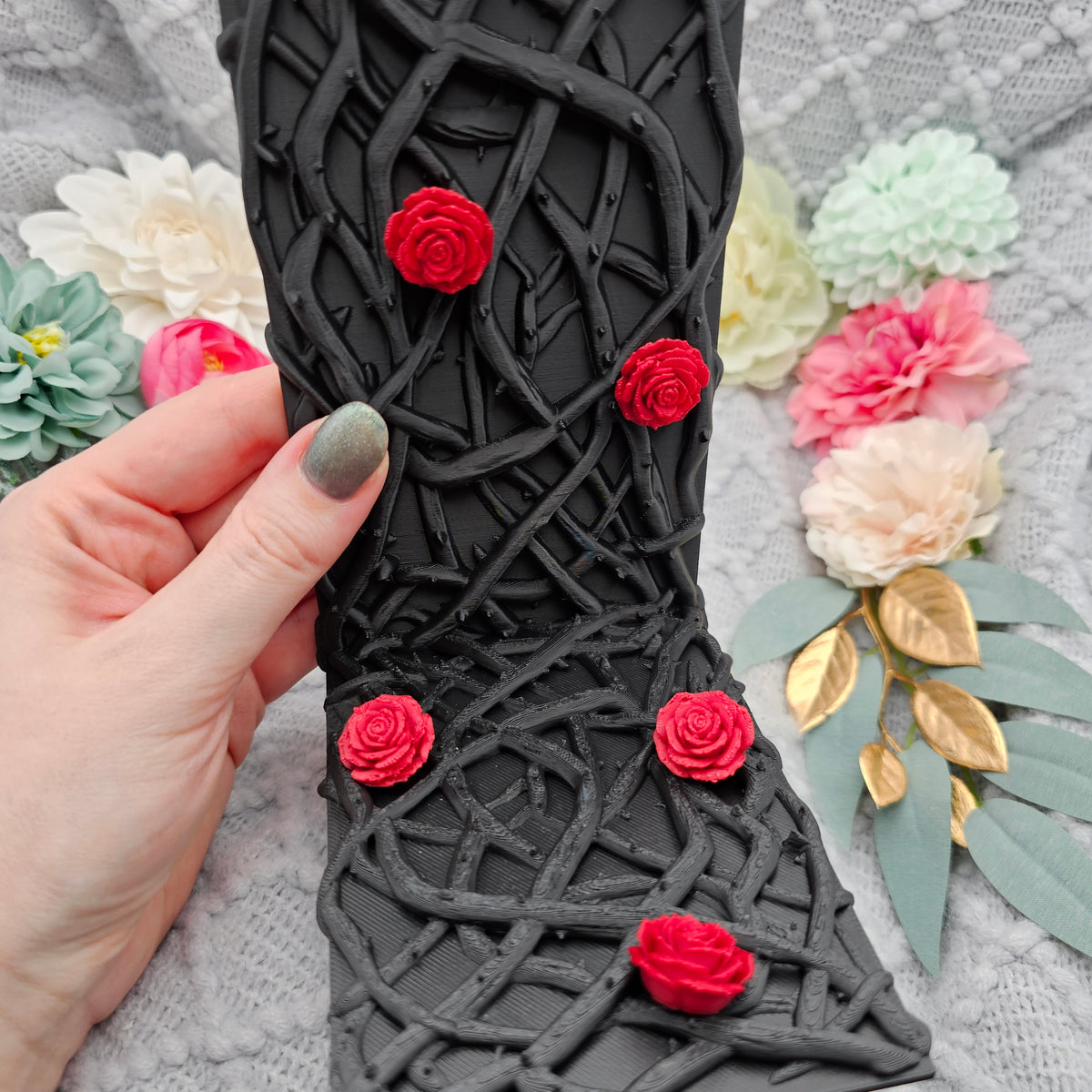 Buchstützen Set Dornen und Rosen Schwarz | Buchhalter