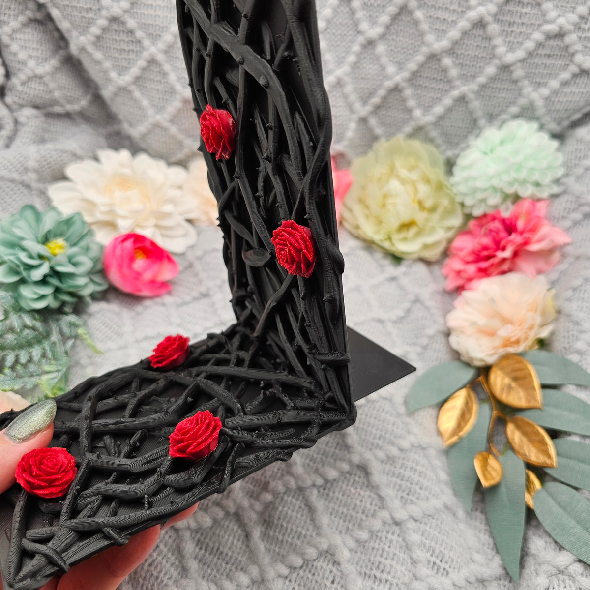 Buchstützen Set Dornen und Rosen Schwarz | Buchhalter