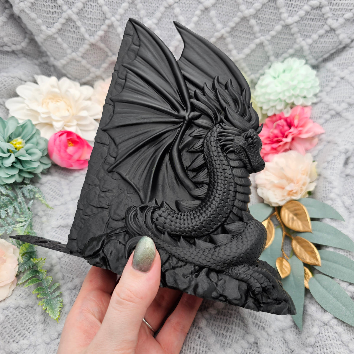 Buchstütze Drache Schwarz | Buchhalter