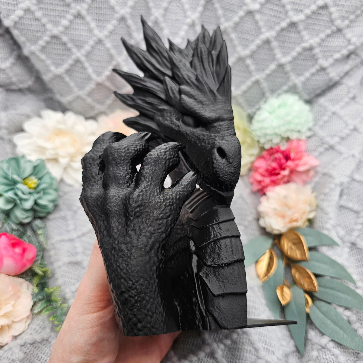 Buchstütze Drache Schnitt Schwarz | Buchhalter