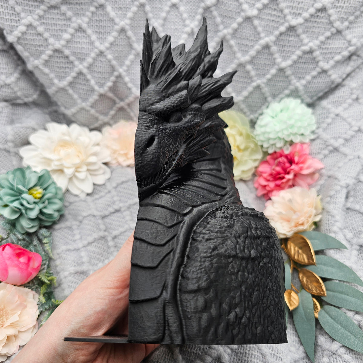 Buchstütze Drache Schnitt Schwarz | Buchhalter