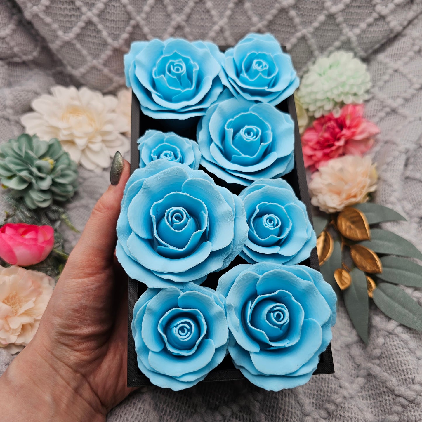 Book Nook Roses Color Selection | 3D Print | Bookend | Bookshelf Decoration