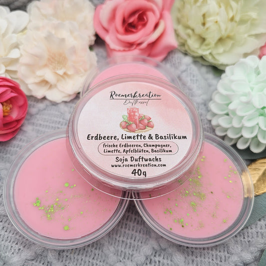 Schale 40 g | Erdbeere, Limette & Basilikum | Duftwachs
