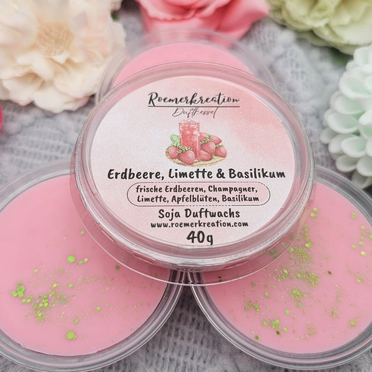 Schale 40 g | Erdbeere, Limette & Basilikum | Duftwachs