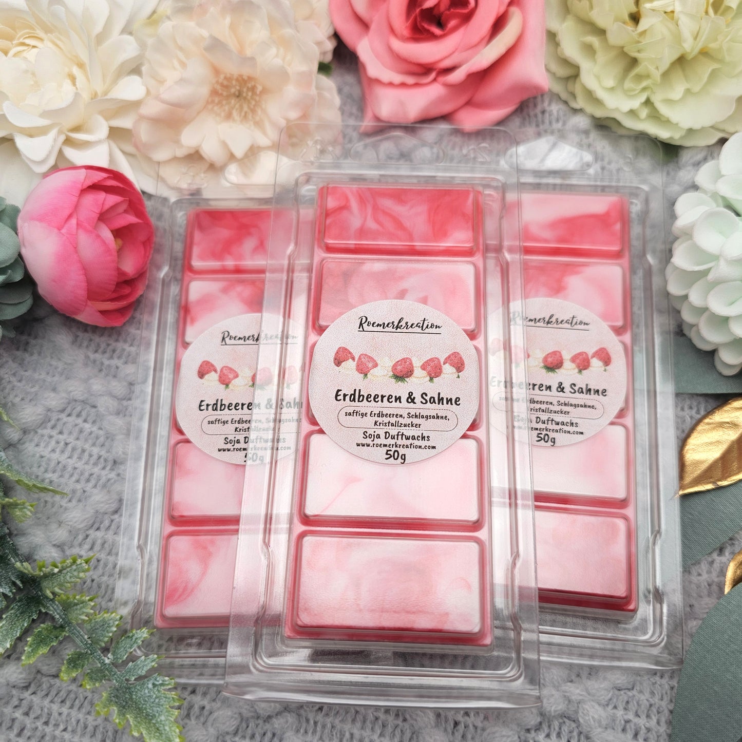 Tafel 50 g | Erdbeeren & Sahne | Duftwachs