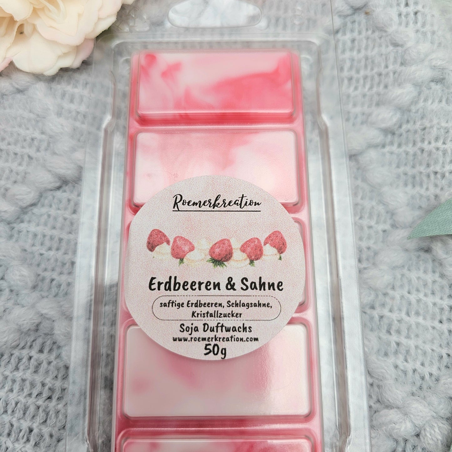 Tafel 50 g | Erdbeeren & Sahne | Duftwachs