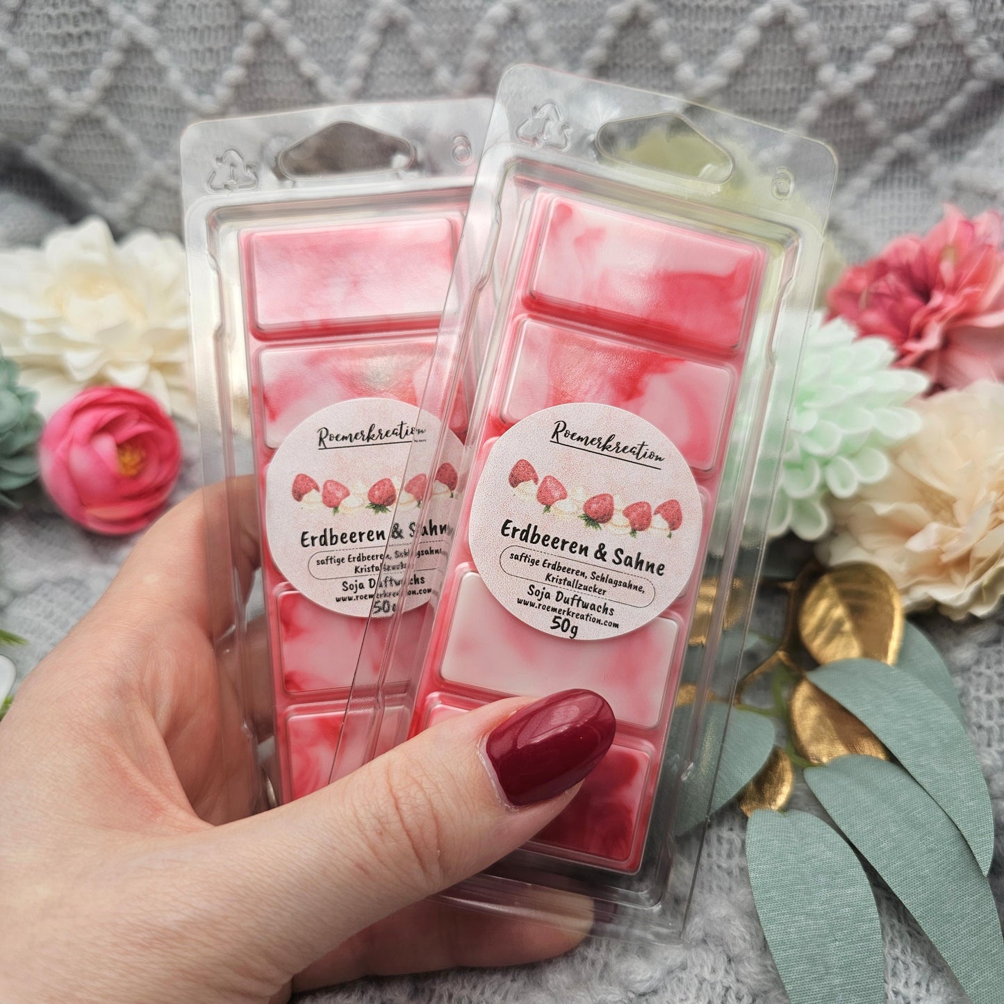 Tafel 50 g | Erdbeeren & Sahne | Duftwachs