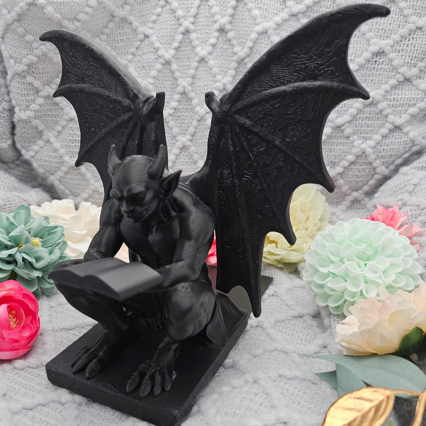 Buchstütze Gargoyle Schwarz | 3D Druck | Buchhalter