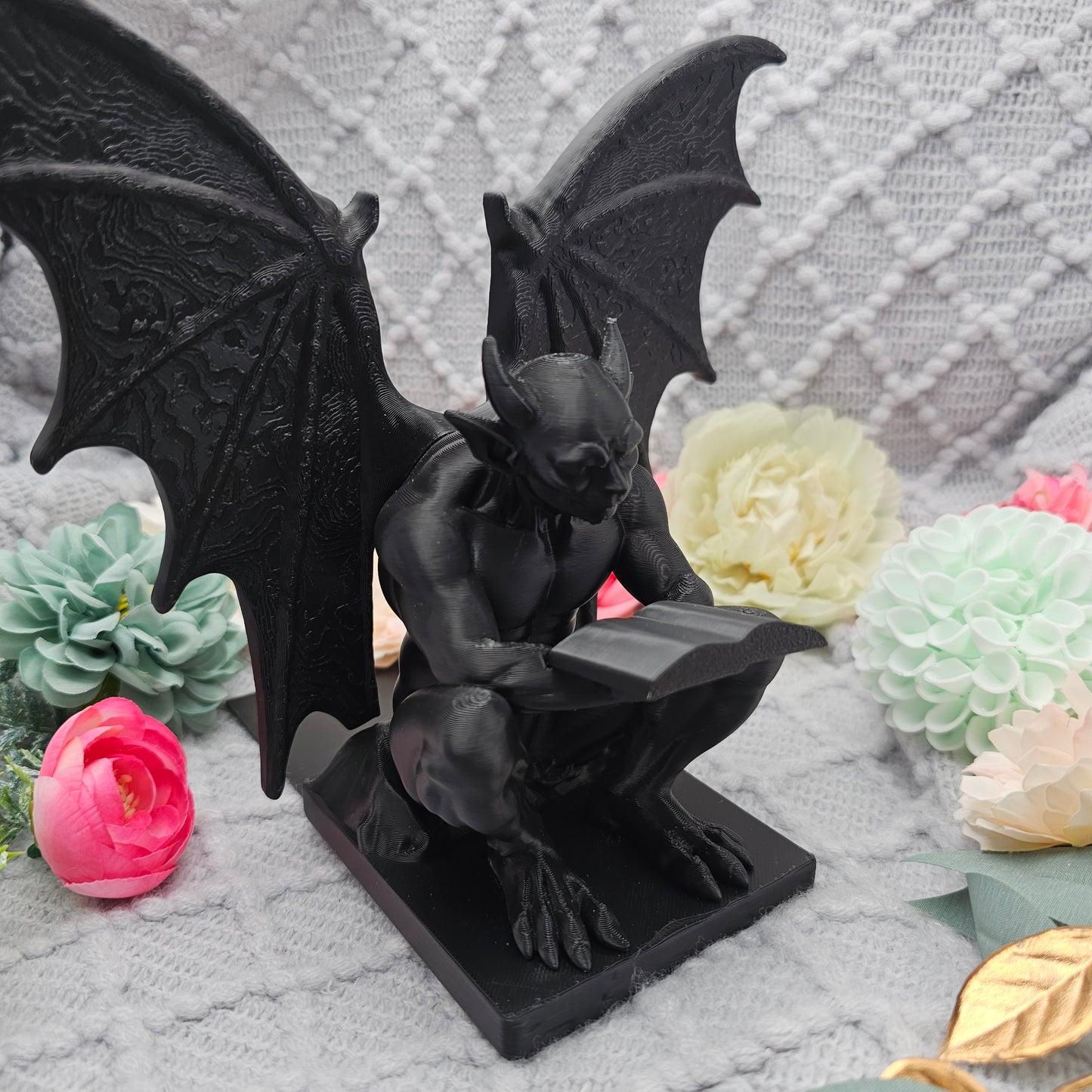 Buchstütze Gargoyle Schwarz | 3D Druck | Buchhalter