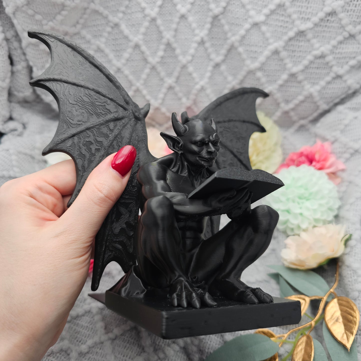 Buchstütze Gargoyle Schwarz | 3D Druck | Buchhalter
