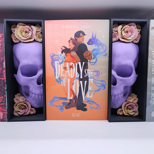 Book Nook DSOL Edition Skull with Roses Purple/Orange Set/Single | 3D Print | Bookend | Bookshelf Decoration