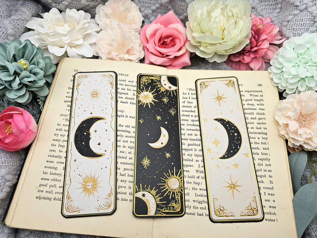 Lesezeichen Celestial Dreams Schwarz Weiß Gold | verschiedene Varianten