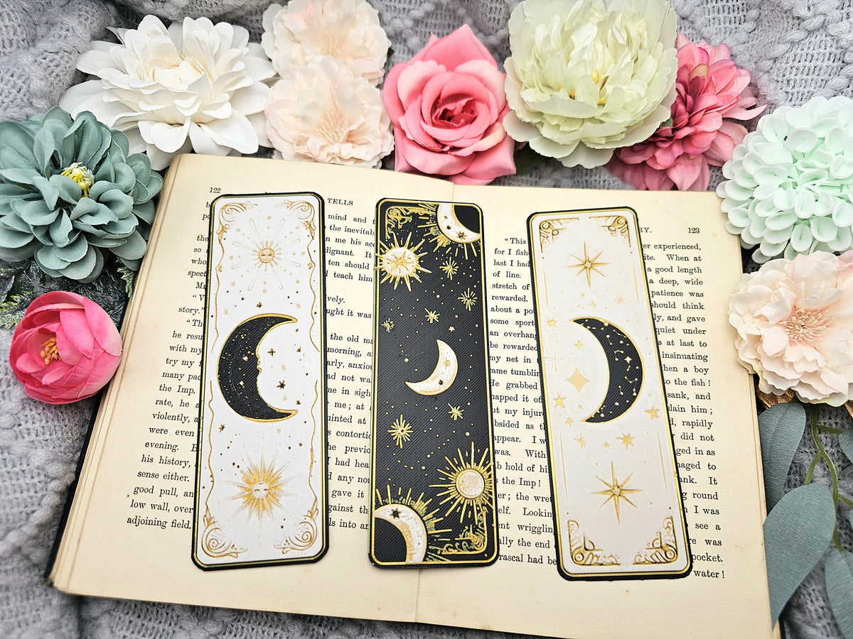 Lesezeichen Celestial Dreams Schwarz Weiß Gold | verschiedene Varianten