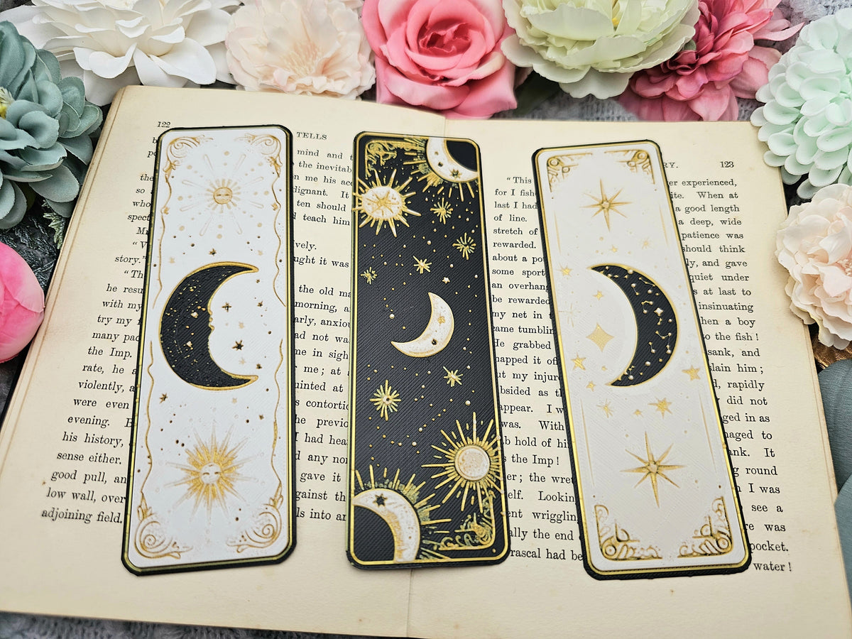 Lesezeichen Celestial Dreams Schwarz Weiß Gold | verschiedene Varianten