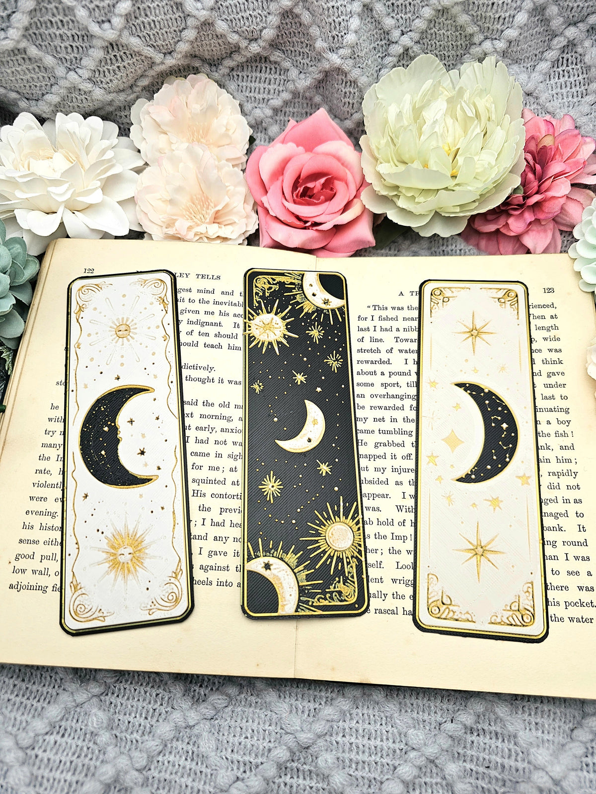 Lesezeichen Celestial Dreams Schwarz Weiß Gold | verschiedene Varianten