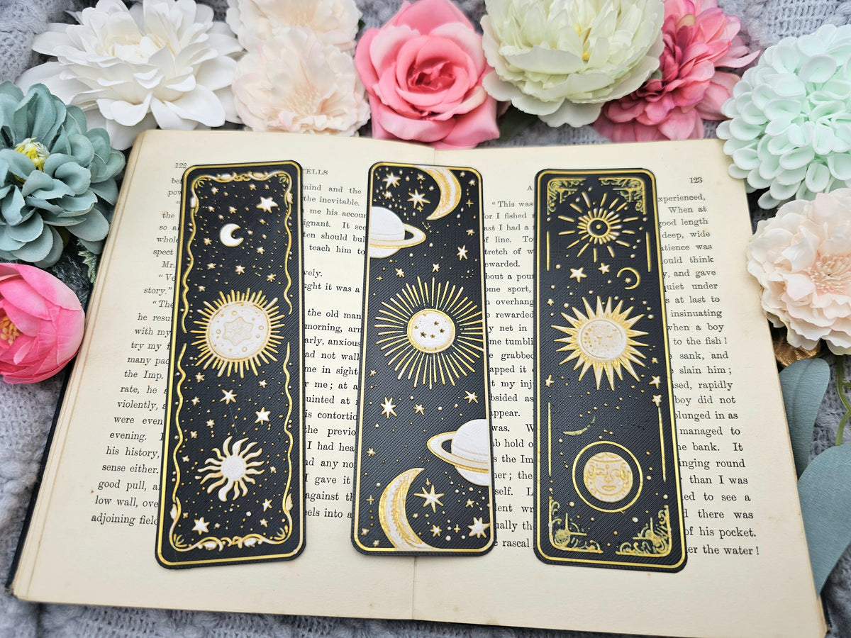 Lesezeichen Celestial Dreams Schwarz Weiß Gold | verschiedene Varianten