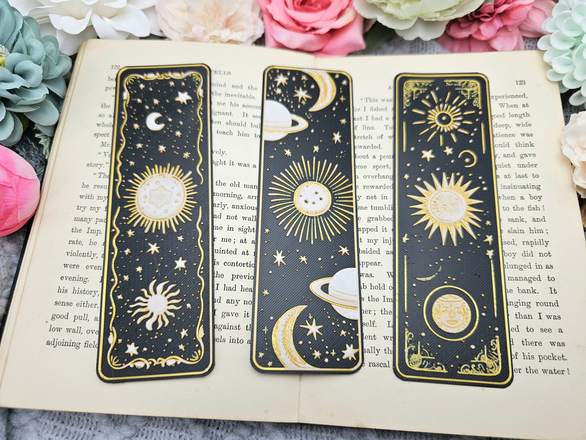 Lesezeichen Celestial Dreams Schwarz Weiß Gold | verschiedene Varianten