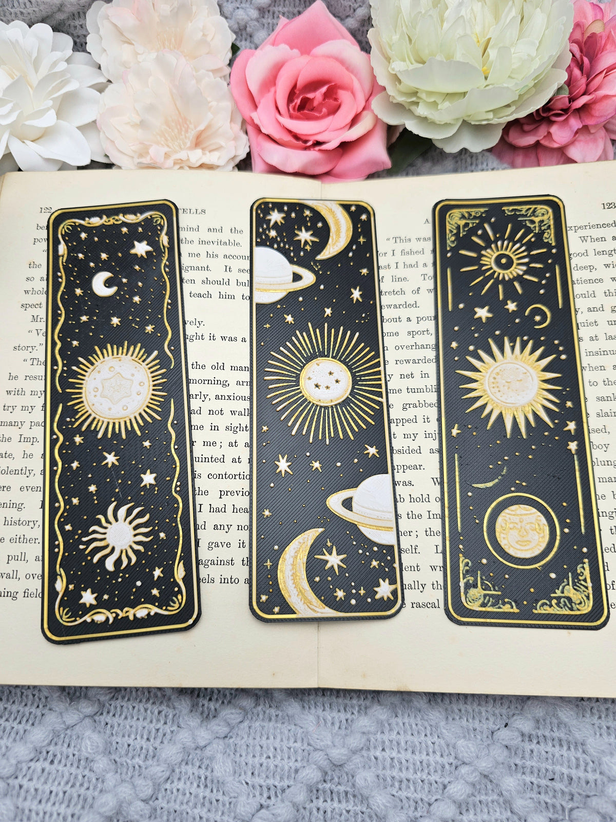 Lesezeichen Celestial Dreams Schwarz Weiß Gold | verschiedene Varianten