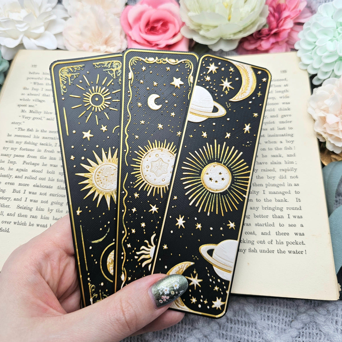 Lesezeichen Celestial Dreams Schwarz Weiß Gold | verschiedene Varianten