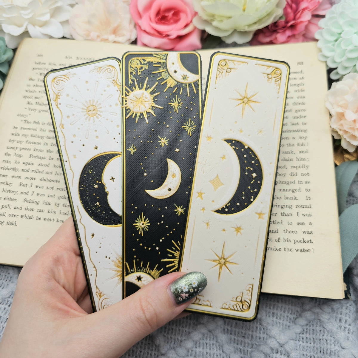 Lesezeichen Celestial Dreams Schwarz Weiß Gold | verschiedene Varianten
