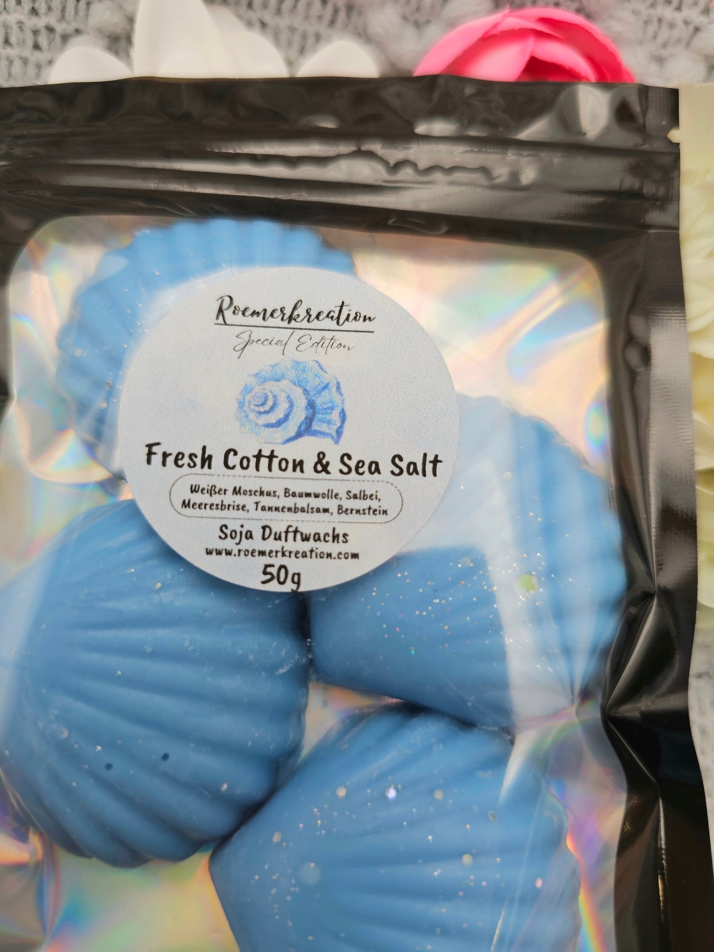 Muscheln 50 g | Fresh Cotton & Sea Salt | Duftwachs