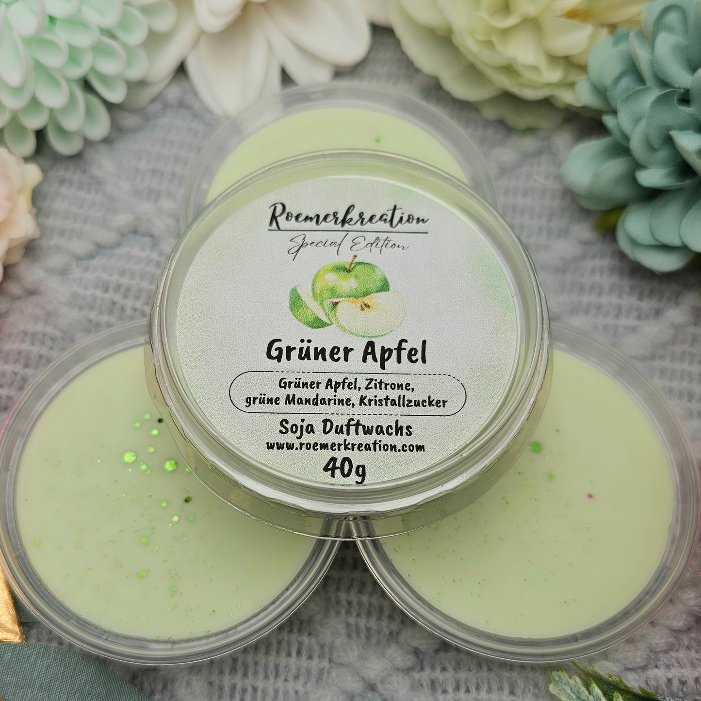 Schale 40 g | Grüner Apfel | Duftwachs