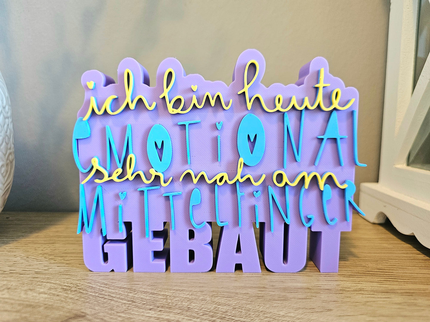 Lettering Display | Today I'm emotionally very close to giving the middle finger | Customizable | 3D Print