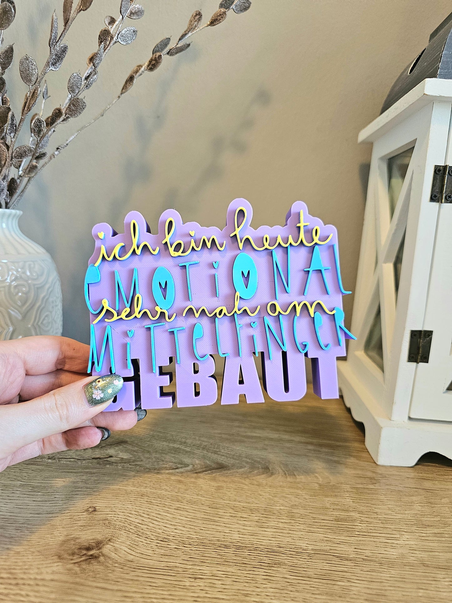 Lettering Display | Today I'm emotionally very close to giving the middle finger | Customizable | 3D Print