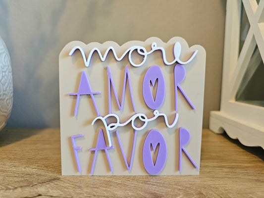 Schriftzug Aufsteller | More Amor por Favor | Personalisierbar | 3D Druck