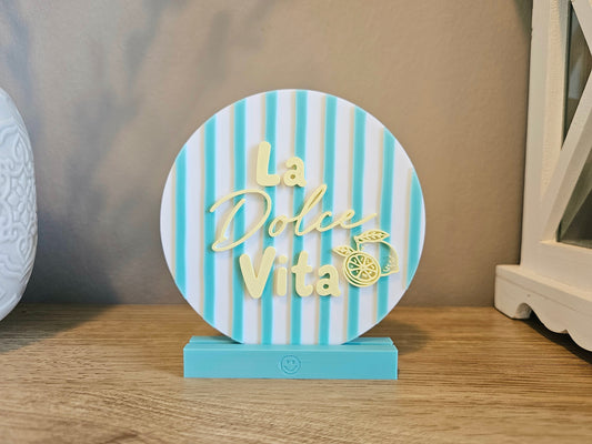 Statement Schild Aufsteller | La Dolce Vita klein | Personalisierbar | 3D Druck